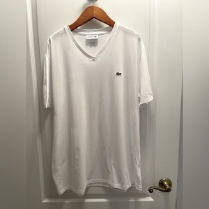 Lacoste Men's Classic White V-Neck Tee